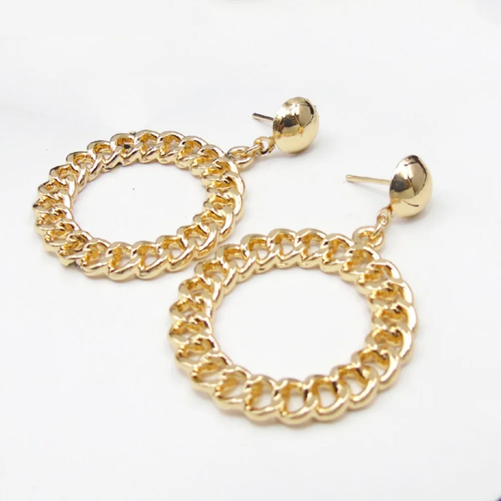 New Arrival Hip Hop Simple Chain Big Gold Hoop Earrings for Women Circle Brincos Jewelry #273871 | Украшения и аксессуары