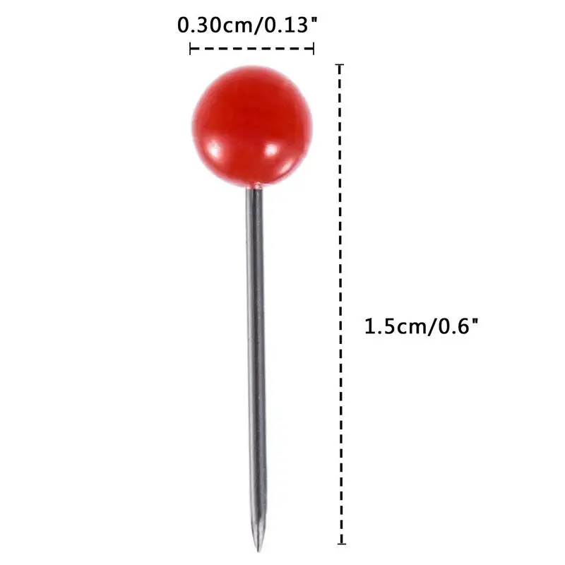 Штифты 600-Count карты Tacks маркировочные штифты 1/8-дюймовые пластиковые бусины со