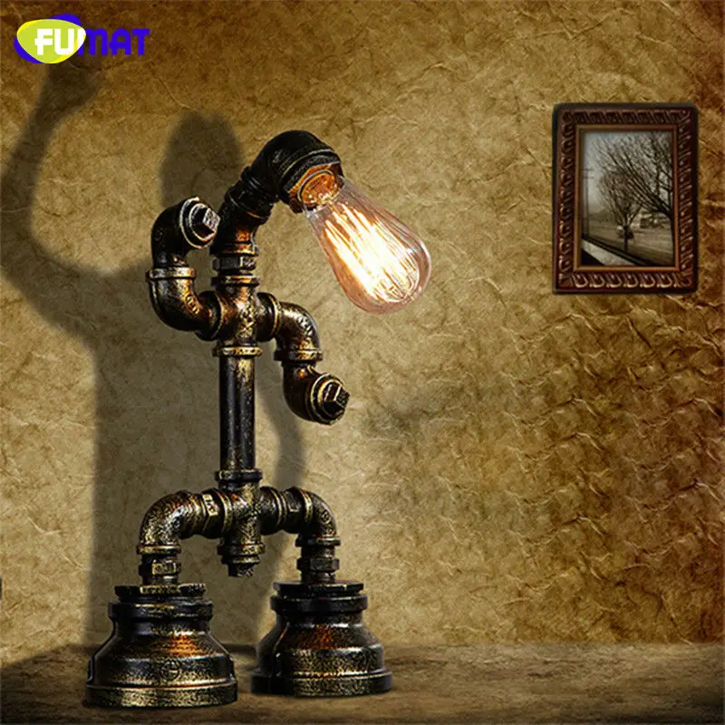 Фумат Американский винтажный промышленный водопровод Настольная лампа