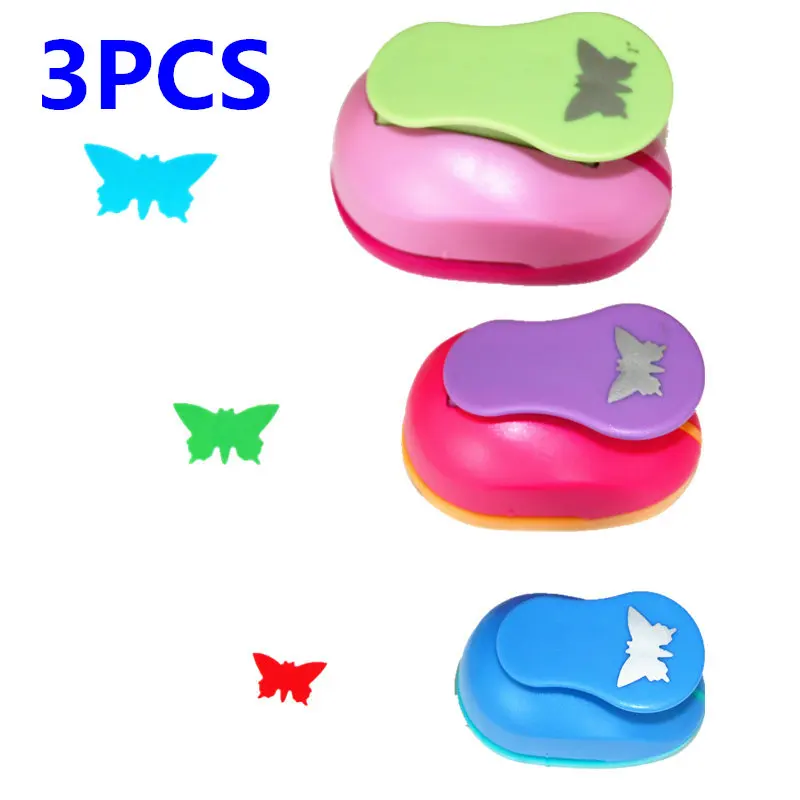 butterfly set 3 шт.(5 см, 3,8 см, 2,5 см) в форме цветка, набор для рукоделия, Детские ручные Дыроколы, дырокол для кругов - Цвет: butterfly set