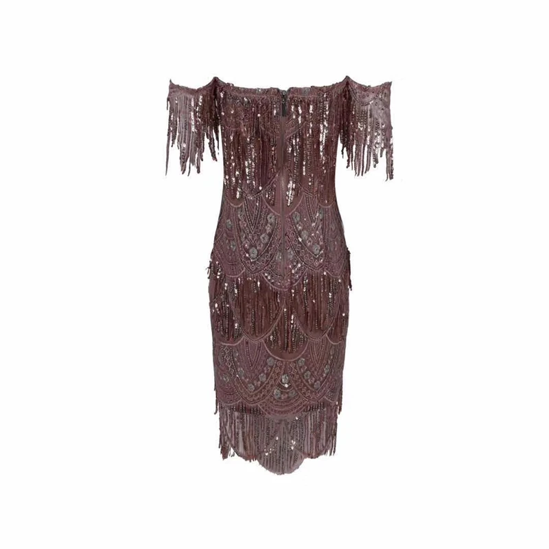 2019 новейшее Сексуальное розовое платье без бретелек расшитое блёстками с