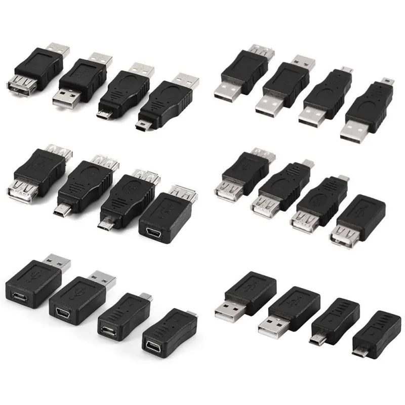 12 шт. адаптер для передачи данных USB 2 0 Micro Mini штырь гнездо|Компьютерные кабели и