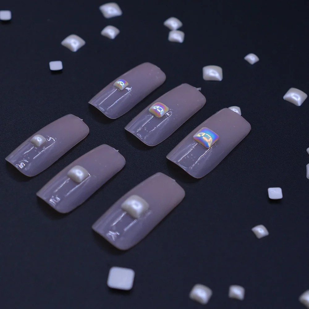 Бусины для ногтей круглые/квадратные/овальные/в форме листьев 6 размеров 1