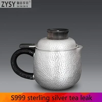 office tea set 999 silver teapot travel portable teapot cup