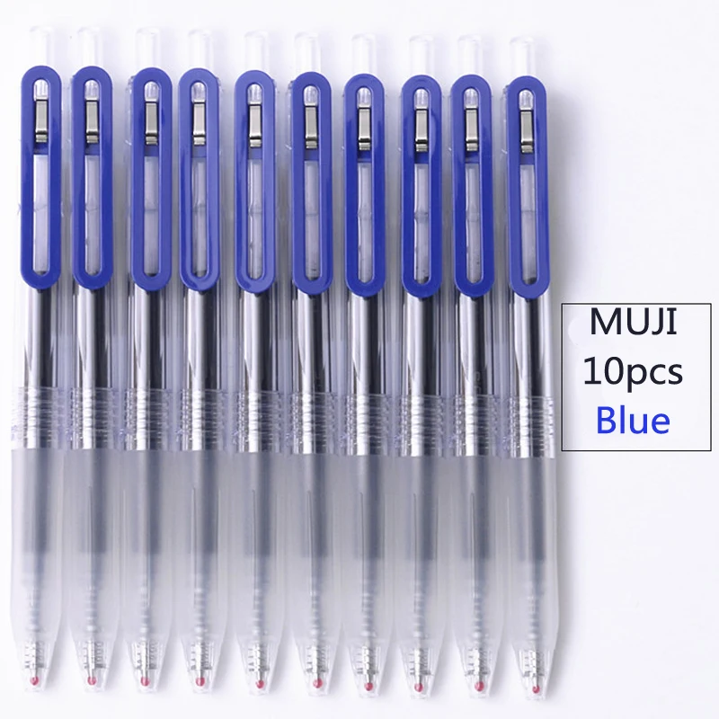 5/10 шт. MUJI гелевая ручка цвет: черный, синий красные чернила гладкая Пресс пишущие ручки милые Цвет набор ручек для офиса школы стационарные экзамен - Цвет: 10pcs blue