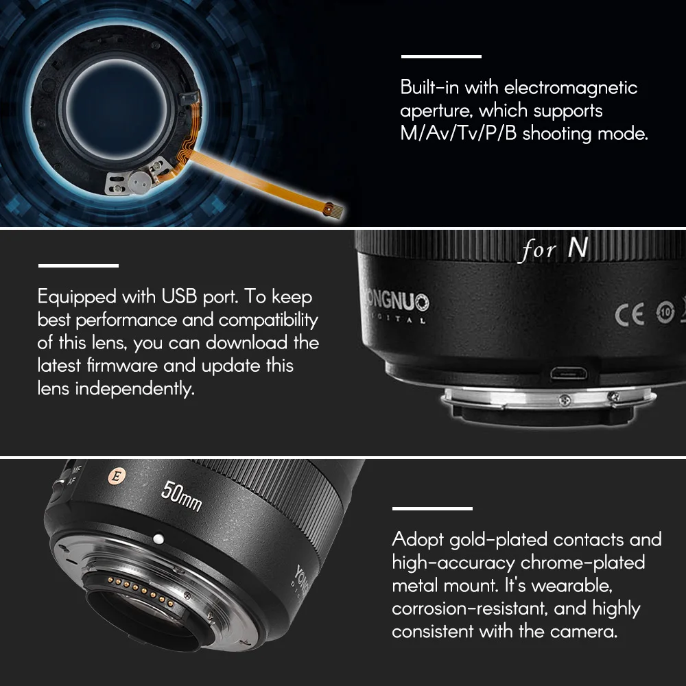 YONGNUO YN50mm F1.4N стандартный основной объектив F1.4 Большая диафрагма авто ручной фокус