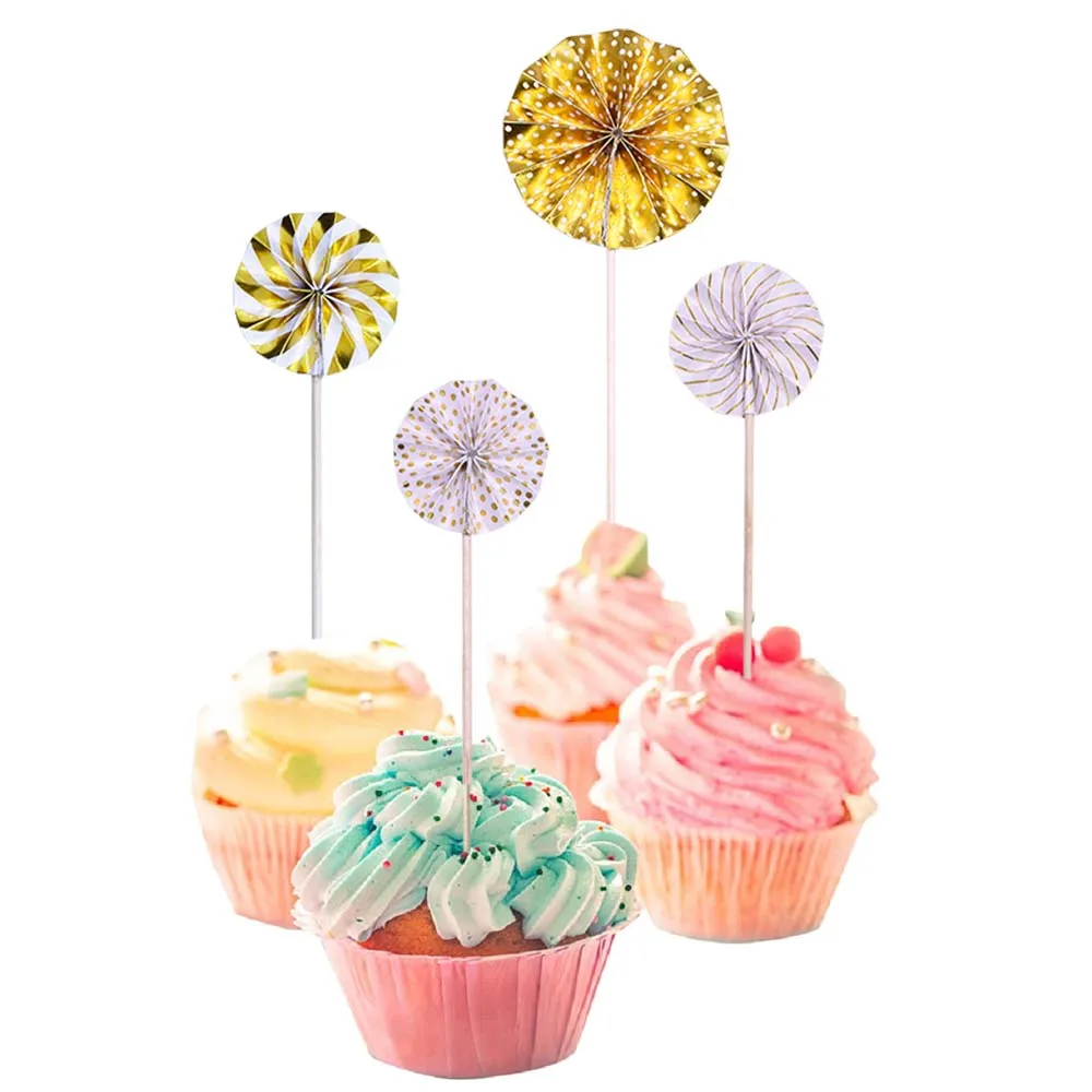 4 шт./компл. бумажный складной веер Топпер для торта мультицветный аппликатор
