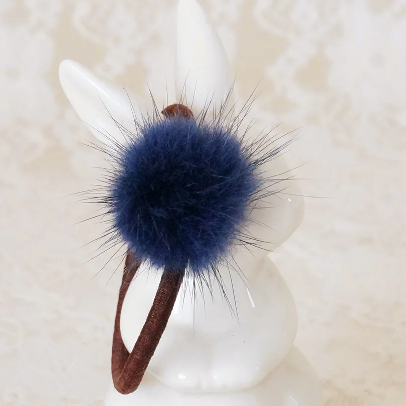 Lovely Baby Headwear Artificial Circle Hair Rope Faux Rabbit Fur Single Ball Ponytail Plush Elastic Bands TS-34 | Тематическая