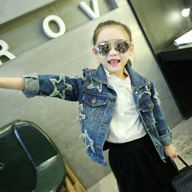 Джинсовая куртка для девочек новинка 2021 весеннее модное пальто с блестками и