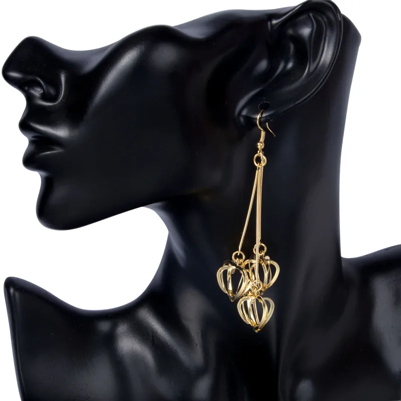 H:HYDE Bohemia Style Long Earrings for Women Heart Design Gold Color Drop Dangle Jewelry oorbellen | Украшения и аксессуары