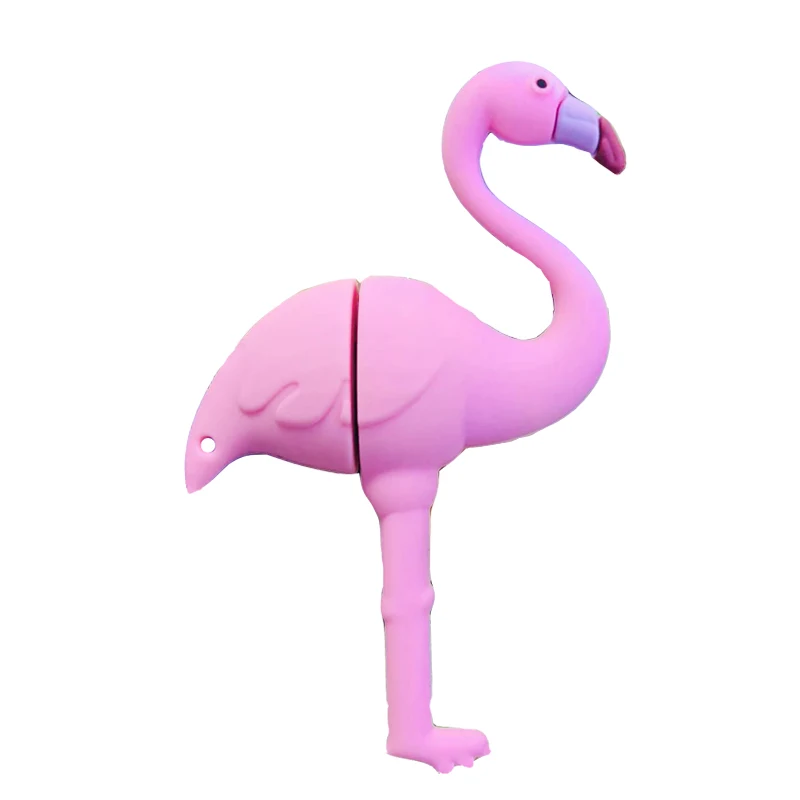 Pink Силиконовый флеш-накопитель фламинго, USB флеш-накопитель, 32 ГБ, 64 ГБ, 16 ГБ, 8 ГБ, 4 Гб, u-диск, карта памяти, флешка, водонепроницаемый ключ, usb, подарки для детей - Цвет: Pink