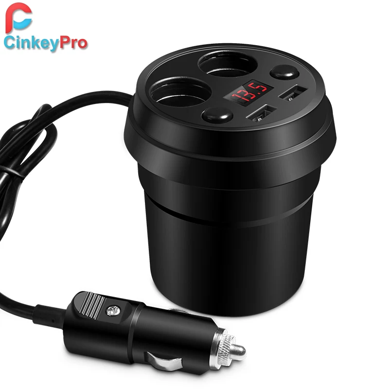 CinkeyPro чашки 2-Порты и разъёмы зарядных порта USB для автомобиля Зарядное устройство для iPhone 8 Plus iPad samsung 2* Прикуриватель Автомобиля-Зарядное устройство для мобильного телефона 5В/3.1A зарядки