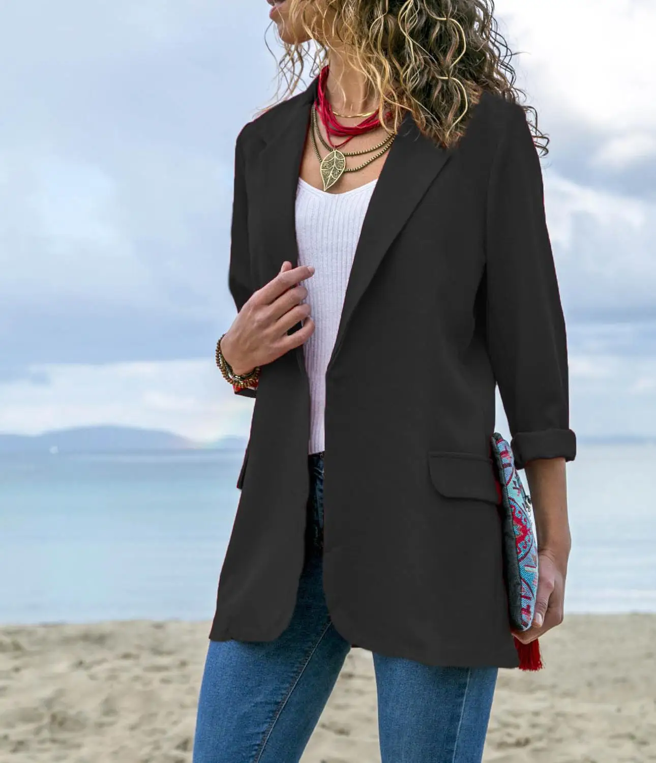 Черный Womens Jackets And Coats Slim Fit Women Formal Jackets Office Work Ladies Coat feminino abrigo Clothes - Цвет: Черный