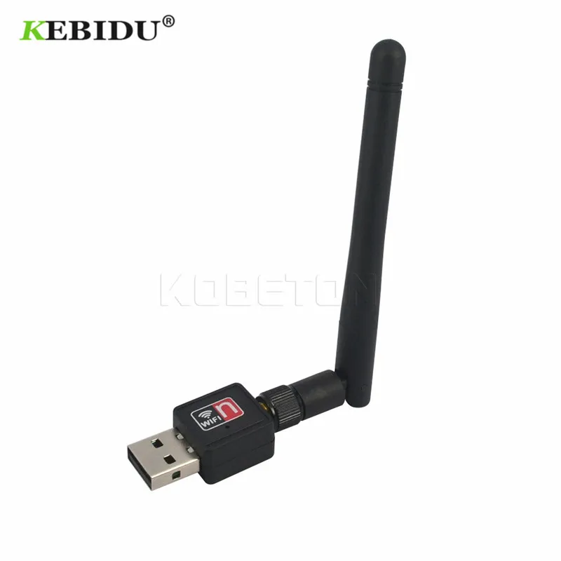 Черный KEBIDU мини USB Wifi адаптер 150 Мбит/с 2 дБ антенна сеть Lan Карта ПК wi-fi приемник 802.11b/n/g высокоскоростной USB wi fi Ethernet - Цвет: Черный