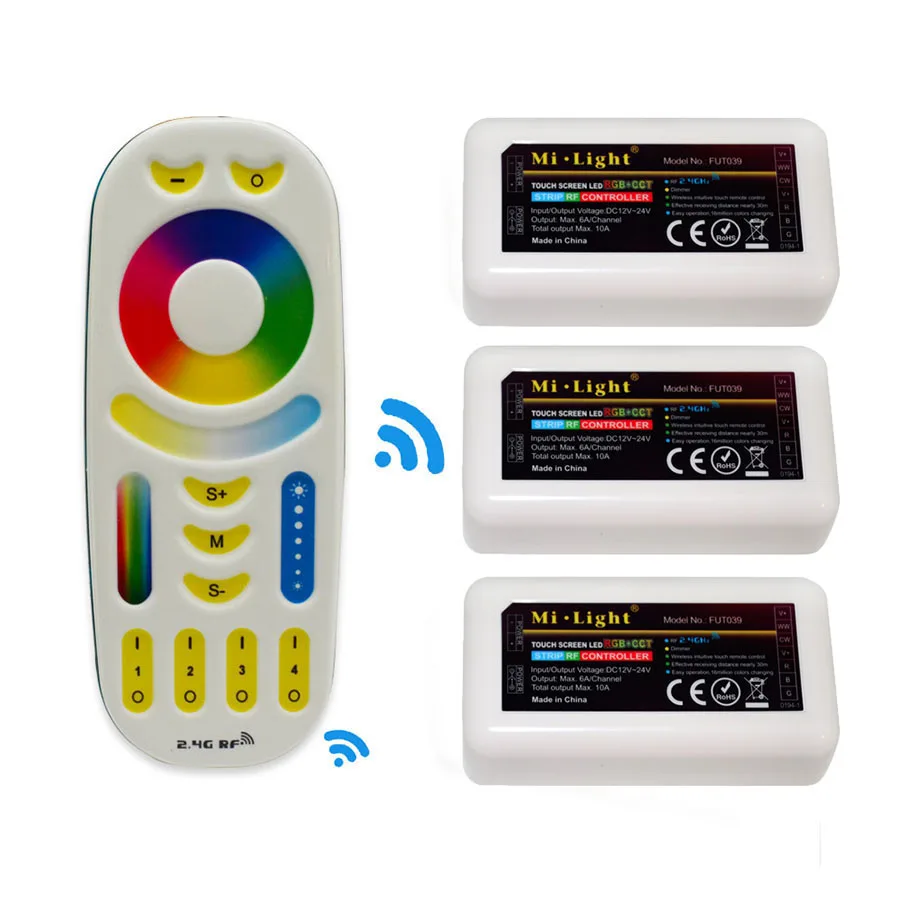 Milight 2,4 ГГц 4-зоны RGB CCT RGBW светодиодные полосы контроллер и 4 зоны сенсорный RF RGB пульт удаленного управления, cct контроллер и дистанционный держатель