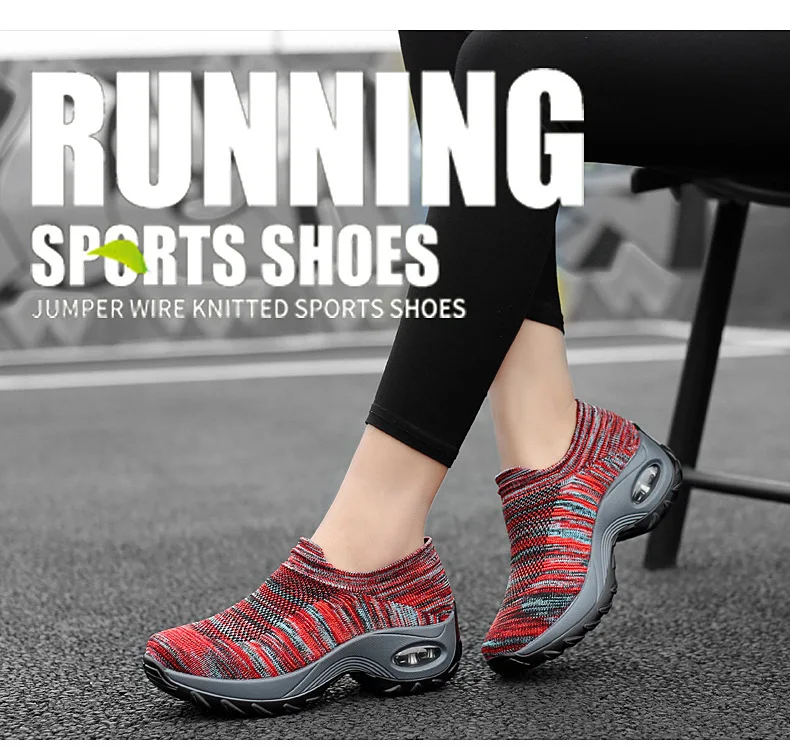 SWYIVY/Женская обувь для танцев; кроссовки на танкетке; спортивная обувь без застежки; сезон весна-осень года; удобные спортивные кроссовки на массивном каблуке; 42