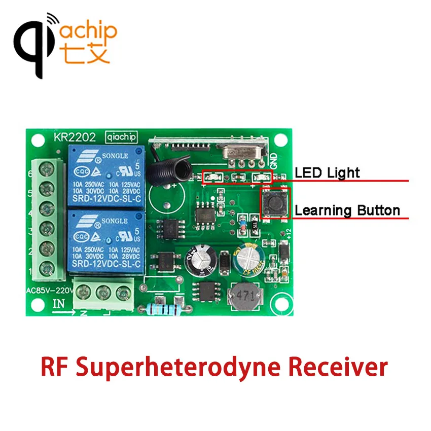 QIACHIP 433 Mhz AC 220 V 2CH беспроводной пульт дистанционного управления реле приемник и