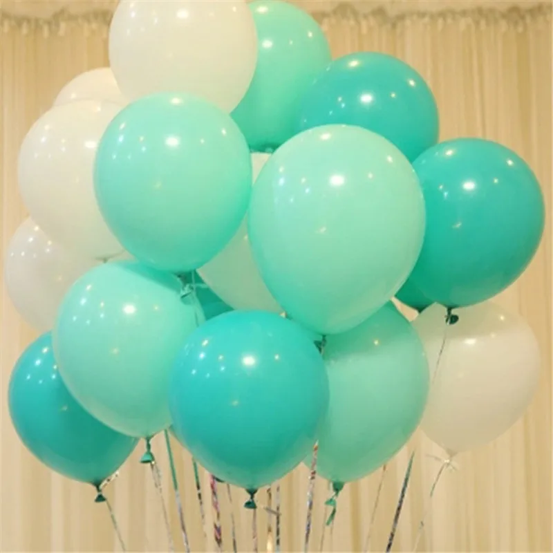 10 шт Тиффани синий белый круглый латексный Наборы Шаров Baby Shower Свадьба
