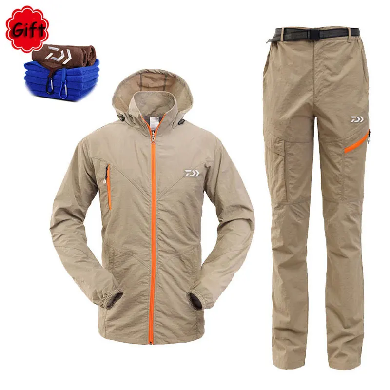 New Daiwa Men Fishing Clothes Coat Pants Summer Outdoors Sports Man Uv Light Ultrathin Breathable Clothing Set Free Gift | Спорт и