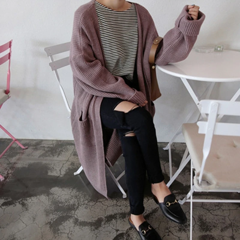 

Women Casual Open Front Long Sleeve Knit Cardigan Sweater Coat Loose Jacket Warm