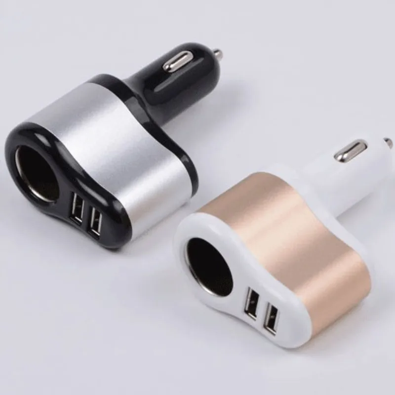 

New Car charger cigarette lighter dual usb one tow two multi-function mobile phone smart bullet For iPhone samsung xiaomi Huawei