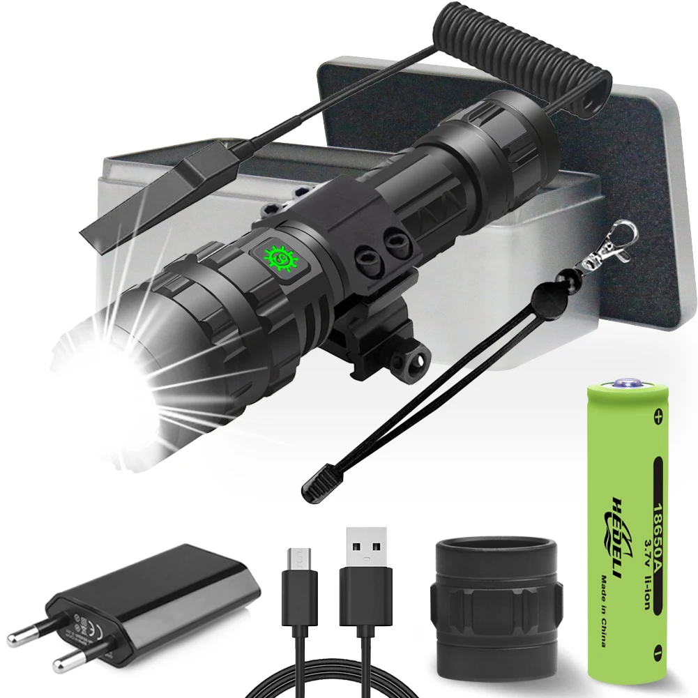 Охотничий Тактический светодиодный фонарик с зарядкой от usb мощный cree xm l2
