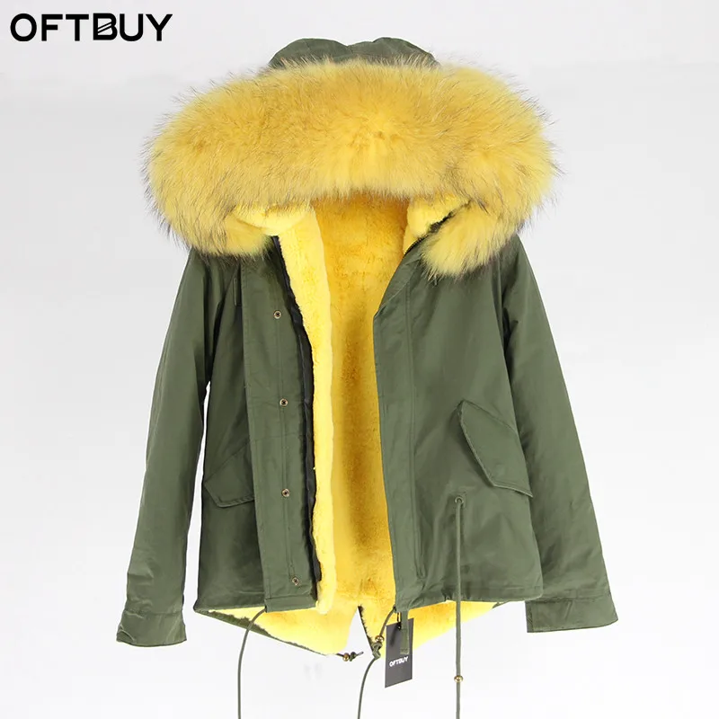 9 Бренд OFTBUY,, хаки, зеленый, зимняя куртка, пальто, женская парка, пальто с натуральным мехом, натуральный большой енотовый меховой воротник, теплая, толстая, мягкая подкладка - Цвет: 9