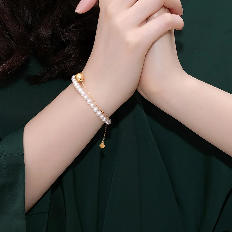 YS Real 18K Gold Au750 Bracelet 4-8mm Natural Akoya Pearl &amp Freshwater Fine Jewelry For Bridal | Украшения и аксессуары