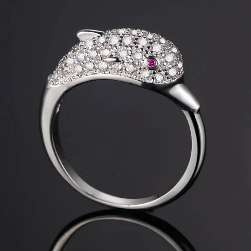 Дельфин из циркония AAA изысканное женское ювелирное изделие Круглой Огранки