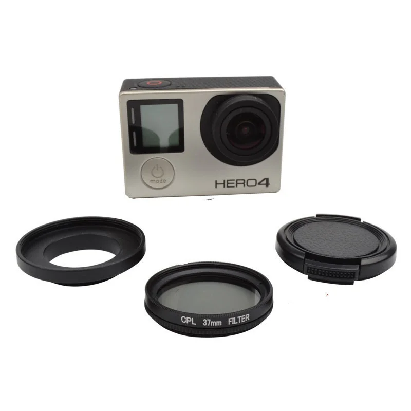 

Alloy Adapter Ring +CPL Circular Polarizer Filter +Lens Cap Filtor Protector for Gopro Hero 3/3+/4