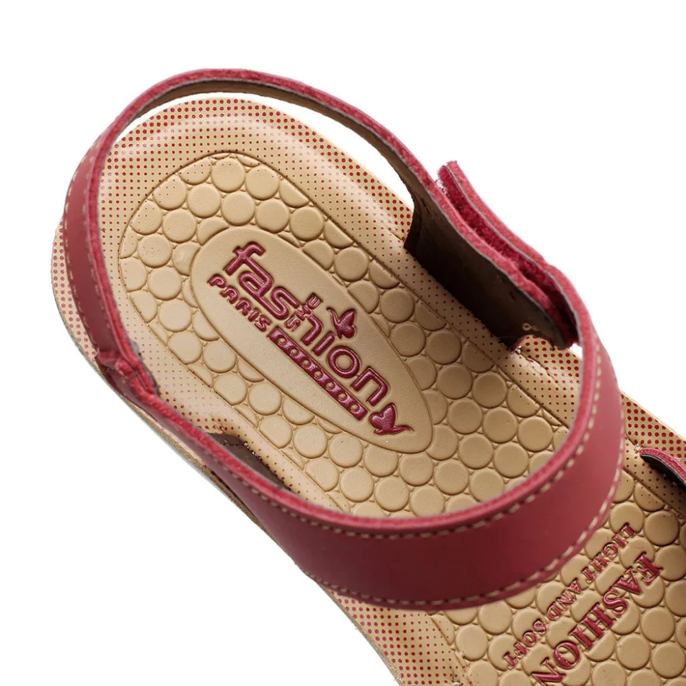 Женские босоножки летние модные кожаные сандалии удобная обувь на танкетке