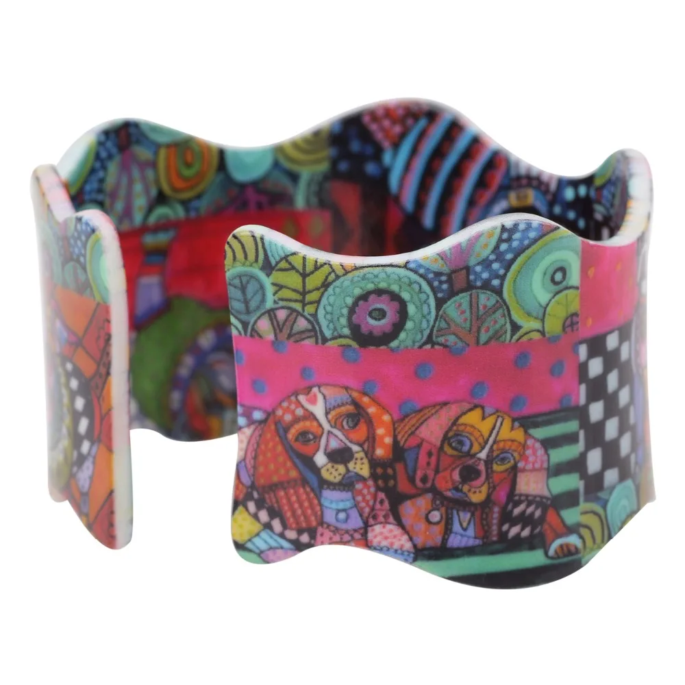 Широкий Легкий браслет WEVENI с собакой чихуахуа оригинальные акриловые украшения