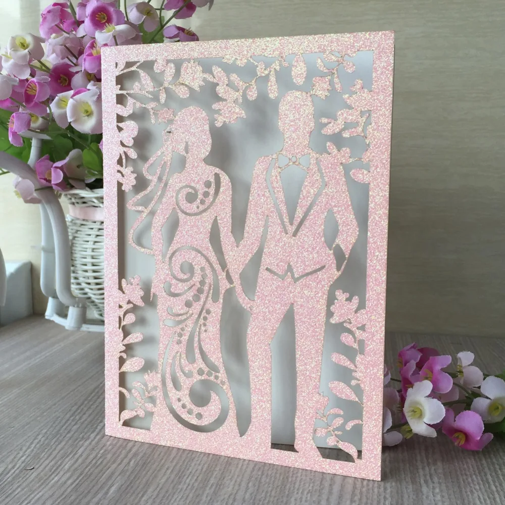 

50pcs Exquisite Laser Cut Wedding&Engagement Invitations Card Event Party Supplies Greeting Card Lover Gift