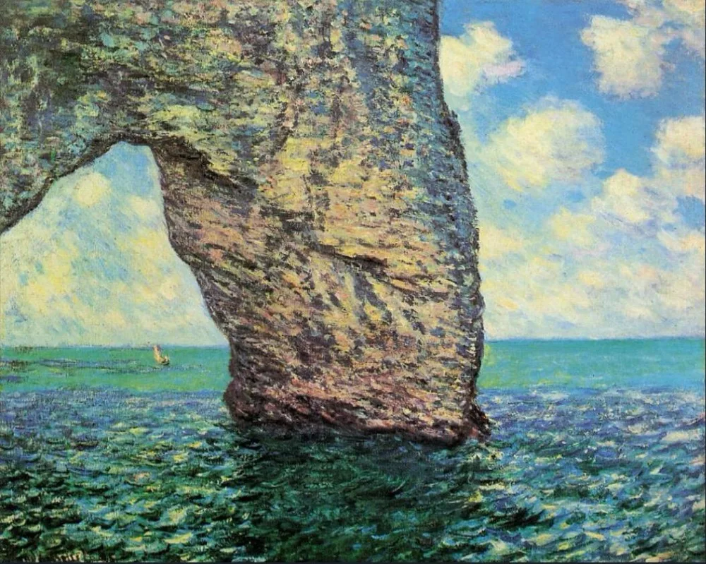 

High quality Oil painting Canvas Reproductions The Manneport at High Tide (1885) By Claude Monet hand painted