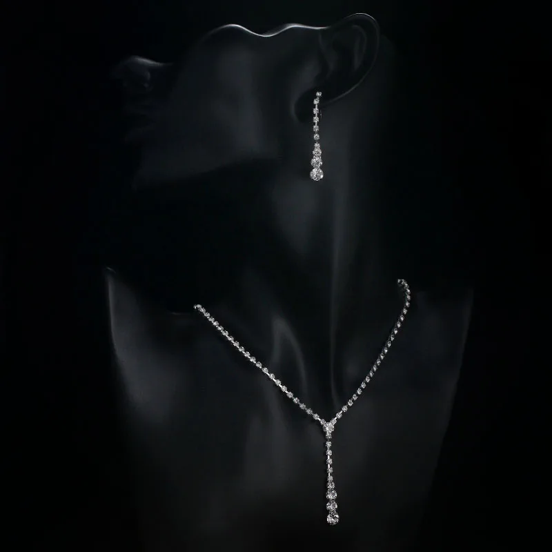 Комплект из колье и серёг с кристаллами|crystal necklace earrings set|wedding jewelry setsnecklace earring set |