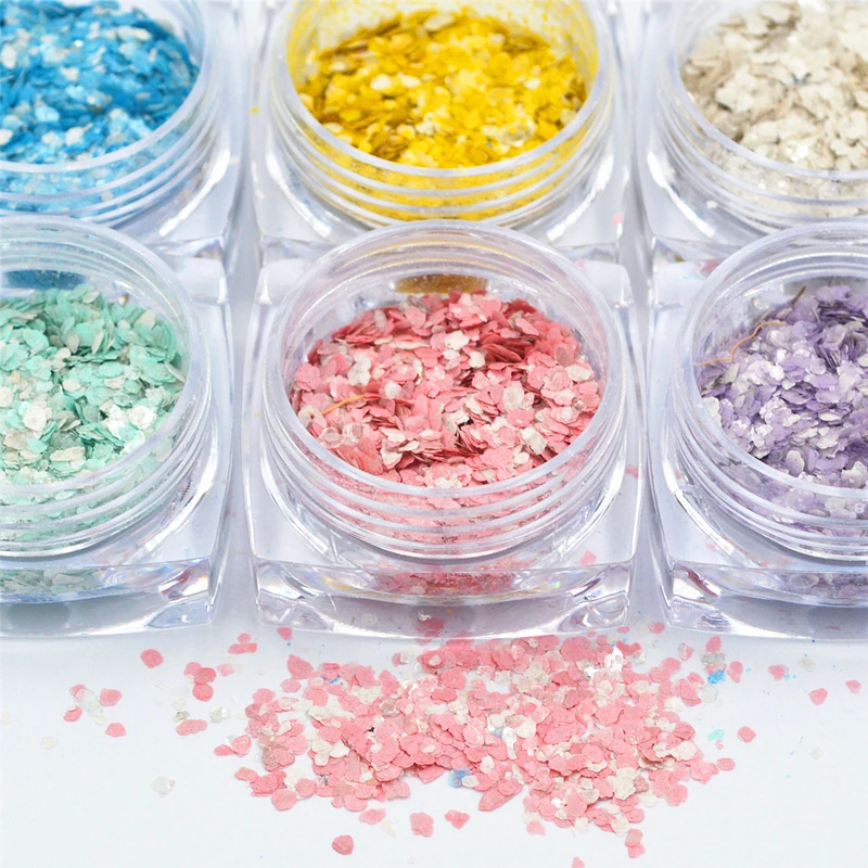 6 видов цветов натуральный акриловый порошок для ногтей жемчужный ломтик