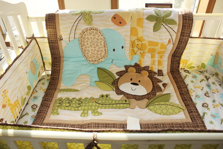 Скидка! 7 шт. комплект детской кроватки с вышивкой детская кроватка fundas nordicas cama