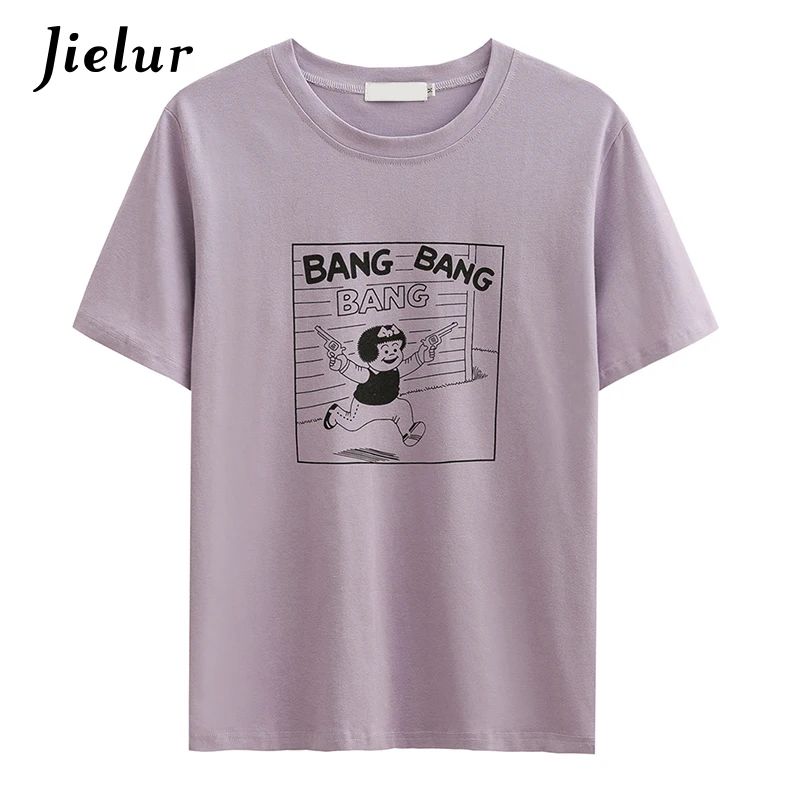 Jielur Harajuku Bang Kawaii Забавные футболки для женщин милая белая футболка с принтом
