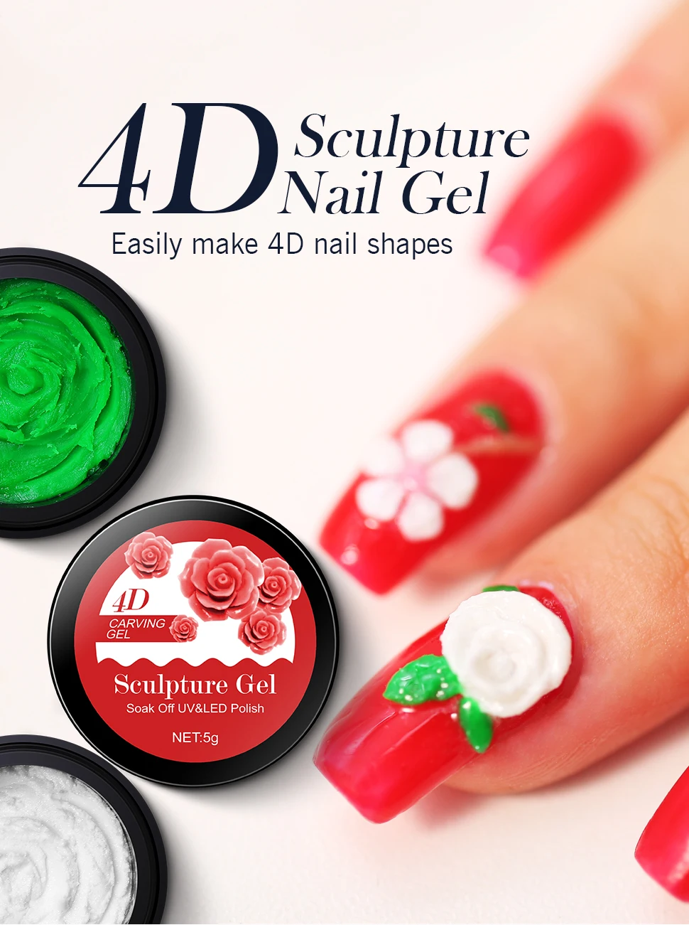 Azure beauty 4D жаждущий цветочный узор УФ-гель для ногтей замачиваемый 4D скульптура светодиодный Гель-лак для ногтей Полупостоянный Гибридный гель