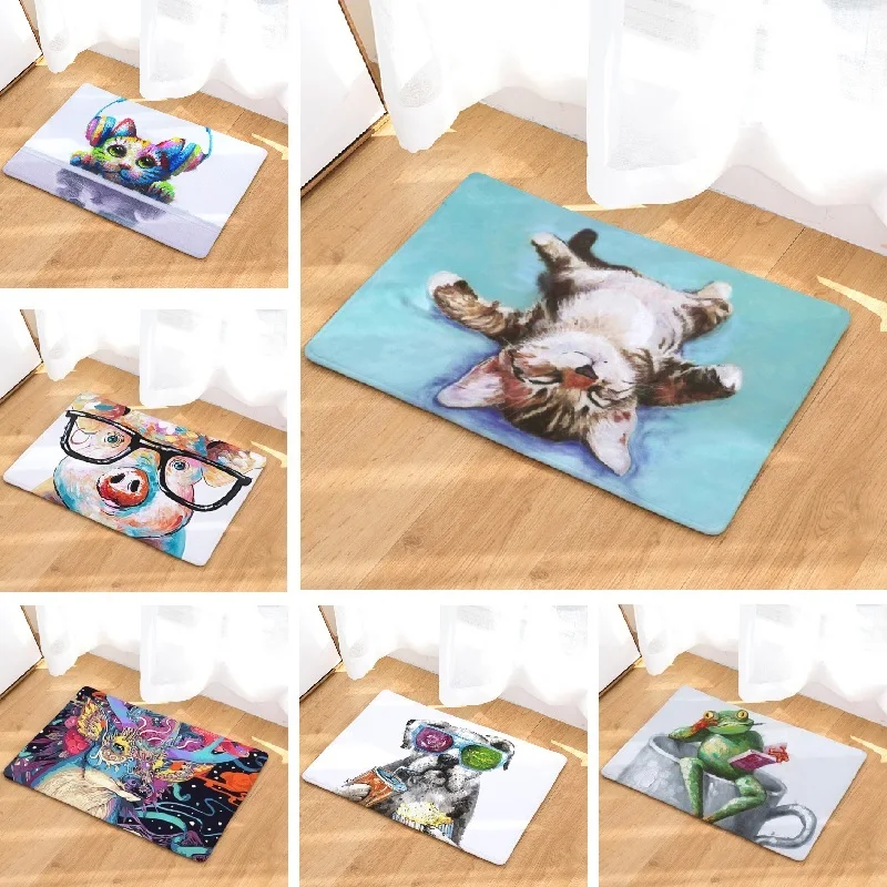 

Door Mat Animals Printed Floor Mat Home Decoration Bathroom Bath Mat Outdoor Kitchen Rug Toilet Carpet Living Room Mat 50x80cm