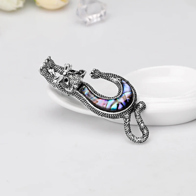 Ajojewel, брошь в виде раковины абалона, кошки, стразы, броши в виде животного для костюма, ювелирные изделия для женщин, девушек, прекрасные подарки