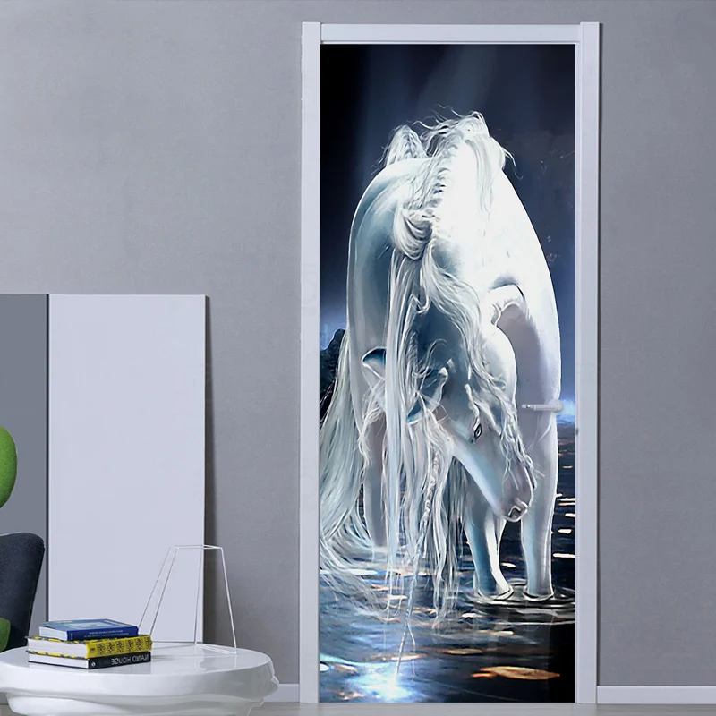 Современные креативные DIY двери Стикеры 3D абстрактная лошадь искусство обои Гостиная Спальня домашний дизайн Декор для двери ПВХ настенные наклейки