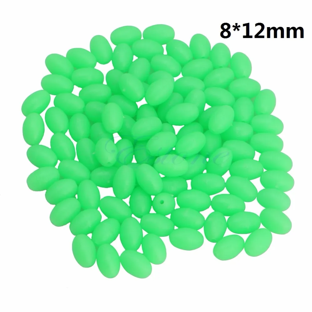 

4 Sizes Green 100Pcs Oval Hard Luminous Fishing Beads Sea Fishing Lure Floating Float Tackles