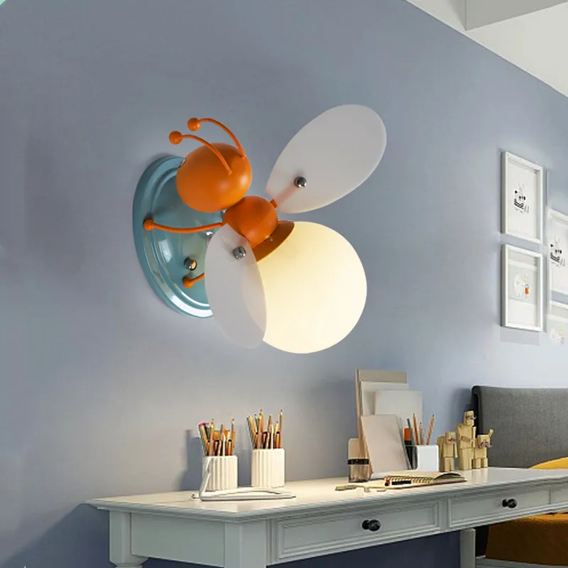 Милые пчелы настенный светильник Led детская комната Мальчик Дети спальня рядом