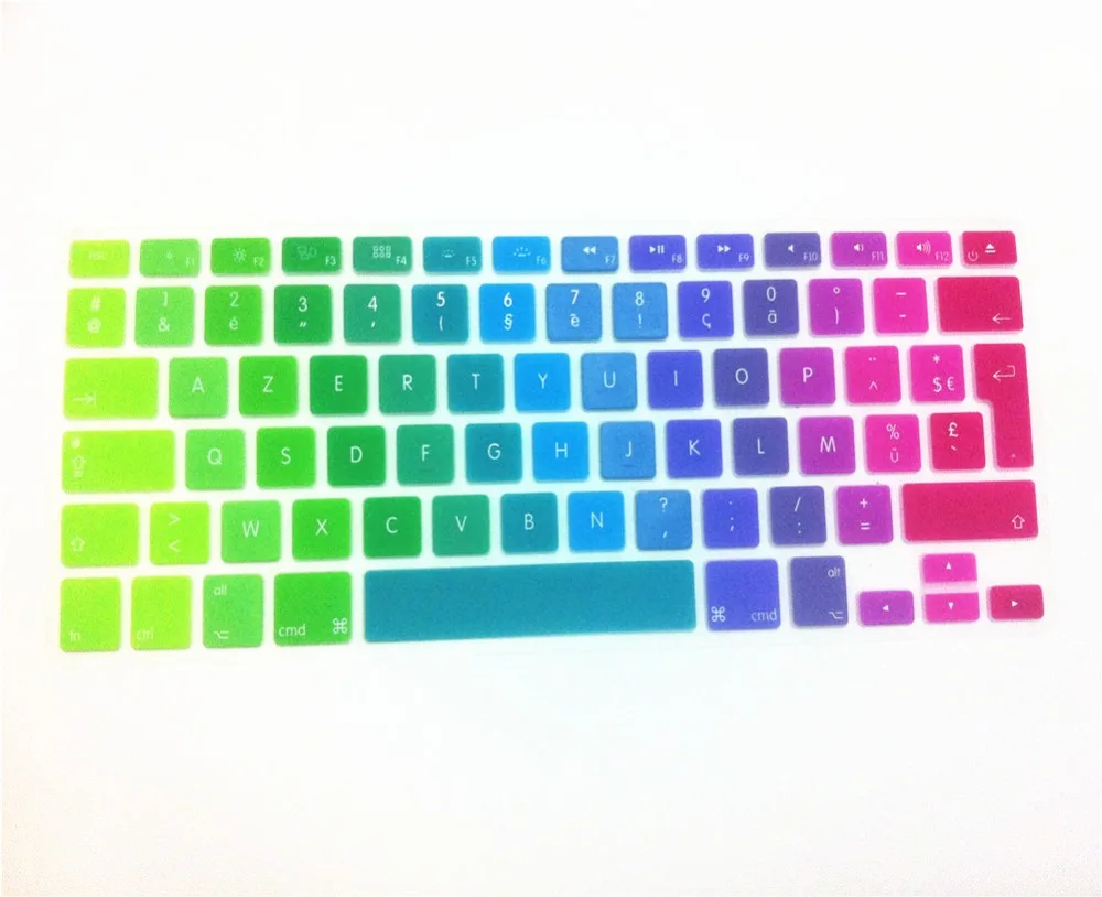 10X Dazzle Rainbow French AZERTY UK/EU силиконовый чехол для клавиатуры защитная пленка MacBook Pro air с