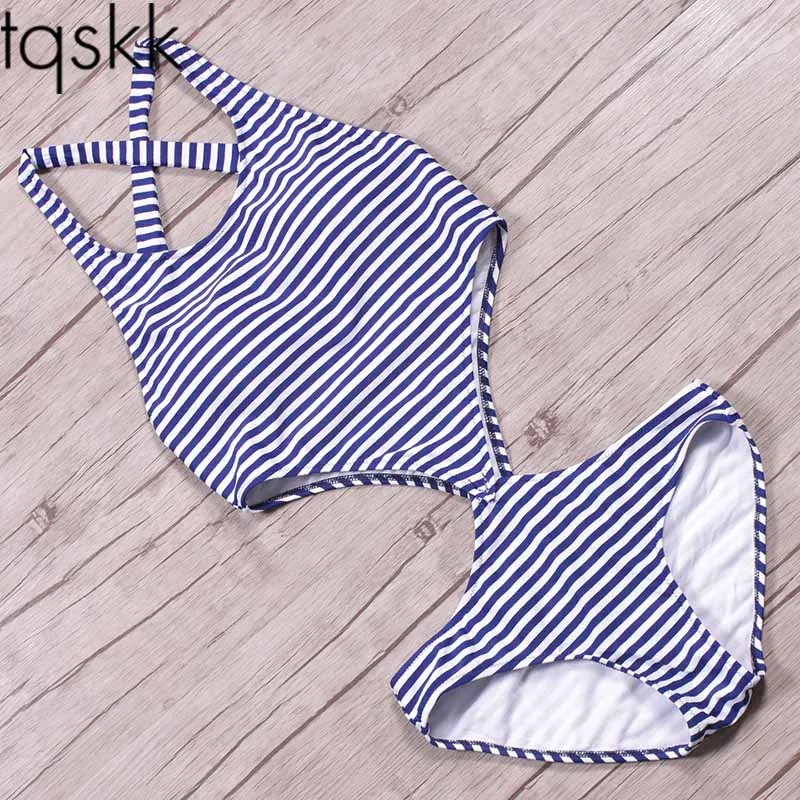 Женский купальный костюм TQSKK сексуальный купальник в полоску монокини стиле