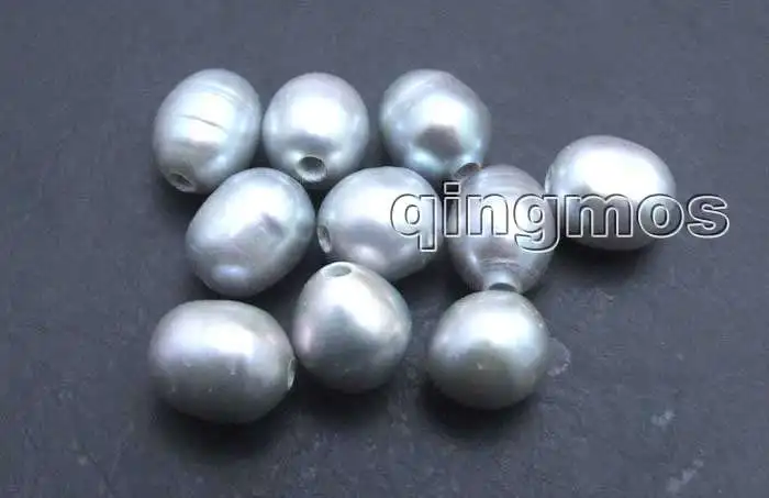 

SALE Wholesale 10 pieces Big 10-11mm Gray Rice or drop Natural Freshwater 2mm hole pearl-los645 Wholesale/retail Free ship