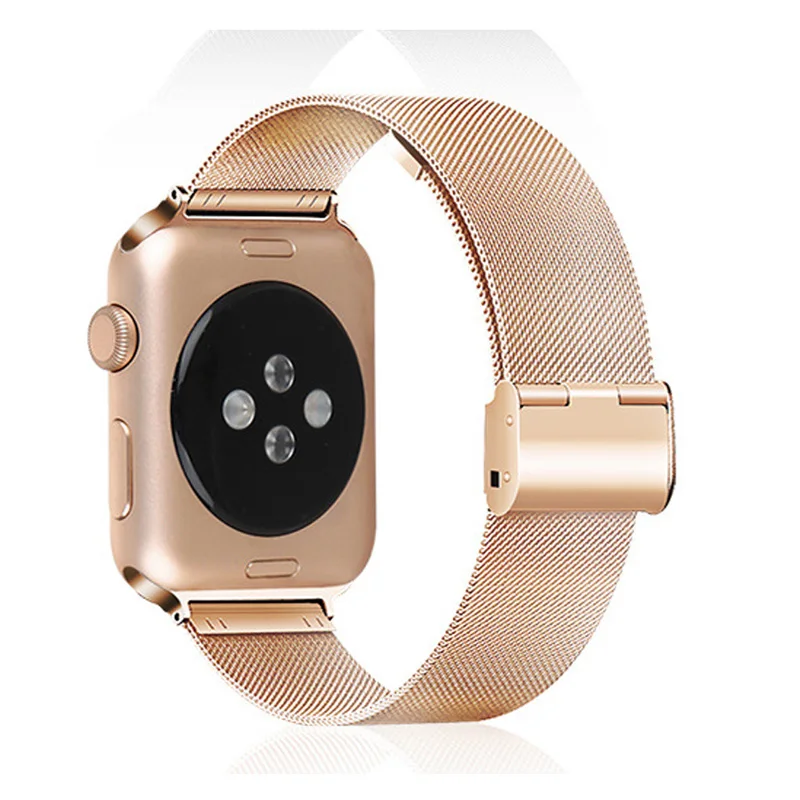 Миланский Браслет, ремешок для Apple Watch 38 мм 40 мм 42 44 мм Нержавеющая сталь золотой браслет или ремешок для ручных часов Apple для наручных часов iWatch серии 1, 2, 3, 4, 5 лет - Цвет ремешка: Rosegold