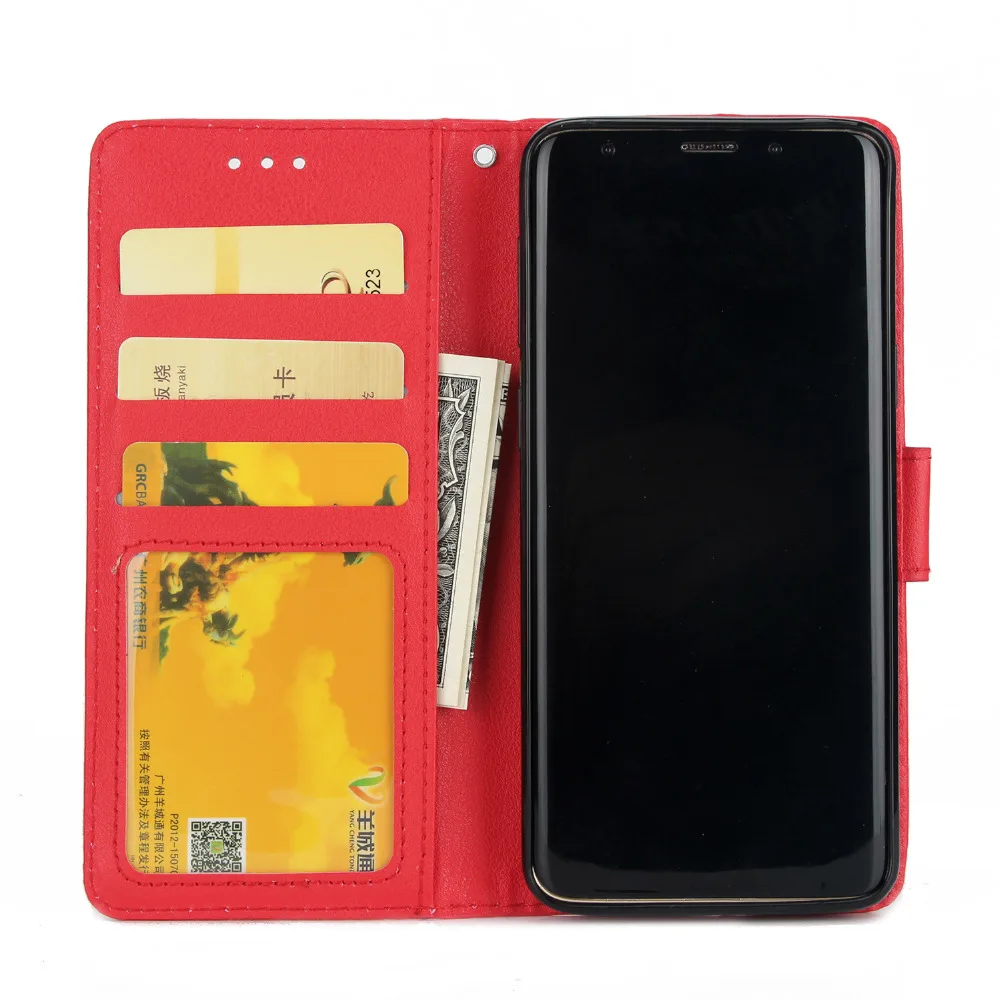 Откидная крышка PU кожаный бумажник чехол для Samsung Galaxy S9 телефон Case W/Внутренняя