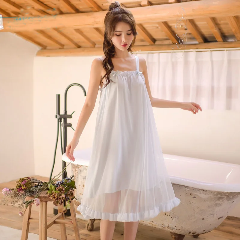 2019 летние Ночные рубашки пижамы женская ночная одежда с бантом и вырезом платье